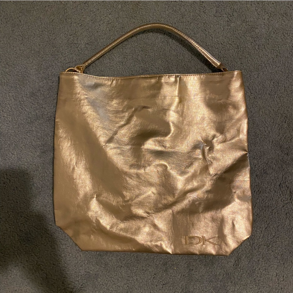 Donna Karan Cosmetics Gold Metallic Tote Bag Large - Picture 6 of 6